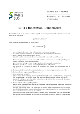 TP 2 : Indexation, Pondération