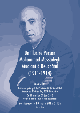 Un illustre Persan Mohammad Mossadegh étudiant à Neuchâtel