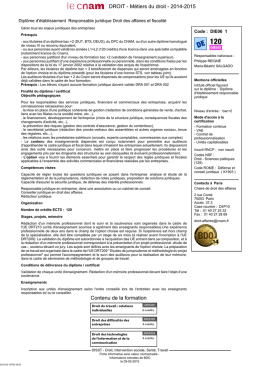 DROIT - Métiers du droit - 2014-2015 Contenu de la formation