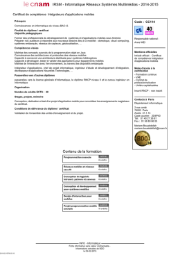 IRSM - Informatique Réseaux Systèmes Multimédias - 2014