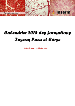 Calendrier 2015 des formations Inserm Paca et Corse