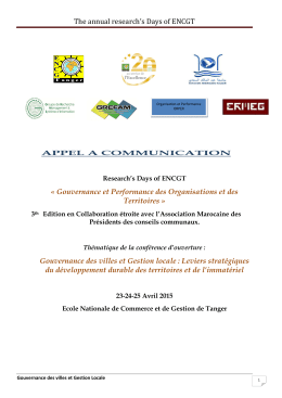 APPEL A COMMUNICATION, Research`s Days of ENCGT