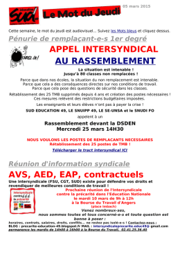 APPEL INTERSYNDICAL AU RASSEMBLEMENT AVS, AED, EAP