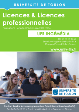 Plaquettes Licences UFR Ingémédia - Université du Sud - Toulon