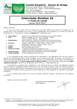 Interclubs division 1b - Comité Dauphiné Savoie de Bridge