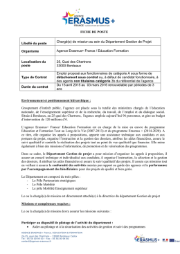 Fiche de poste - Agence Erasmus+ France / Education Formation