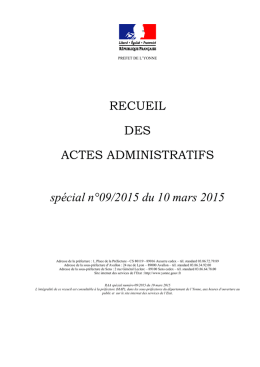 recueil special n°9 - Les services de l`État dans l`Yonne