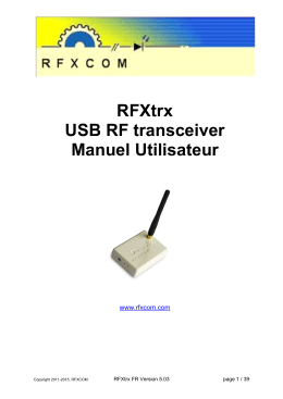 RFXtrx User Guide - FR