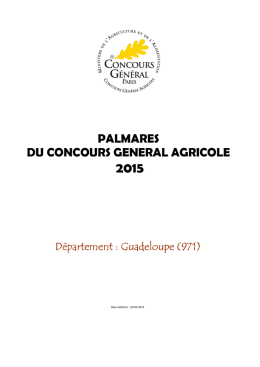 Palmarès (PDF) - Concours Général Agricole
