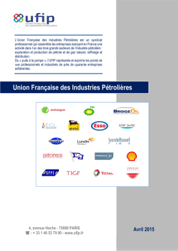 Avril 2015 Union Française des Industries Pétrolières