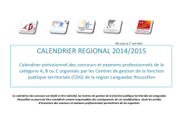 Calendrier prévisionnel des concours 2014-2015