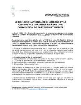 Convention de partenariat entre Chambord et Udaipur