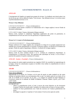 LES ENSEIGNEMENTS – D.A.E.U. B - Université Paris Diderot