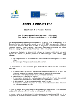 Télécharger l`appel à projet Fonds Social Européen (FSE)