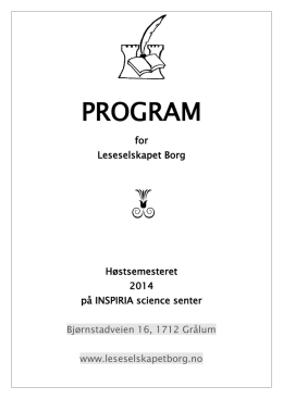 PROGRAM - Leseselskapet Borg
