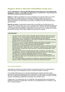Rapport: Bruk av alternativ behandling i Norge 2014 Om