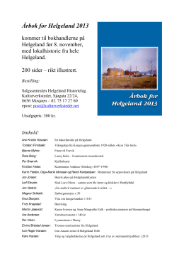 Årbok for Helgeland 2013 kommer i handelen i løpet av første