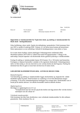Høringsdokument inntaksområdet for Teglverket og Hasle skole.