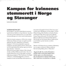 Kampen for kvinnenes stemmerett i Norge og Stavanger
