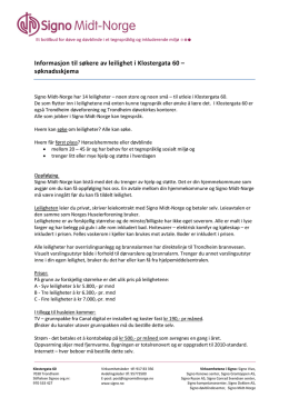 Informasjon til søkere av leilighet i Klostergata 60