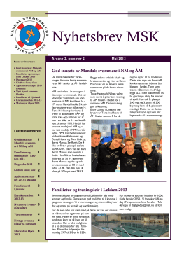 Nyhetsbrev mai 2013 - Mandal svømmeklubb