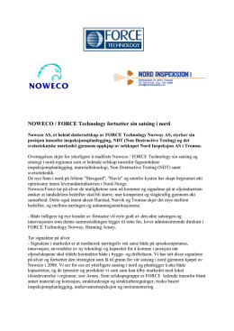 NOWECO / FORCE Technology fortsetter sin satsing i nord