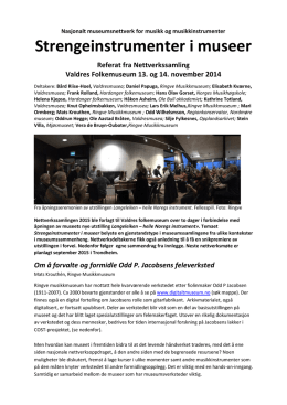 2014.11.13-14 Referat Strengeinstrumenter i museer – Valdres