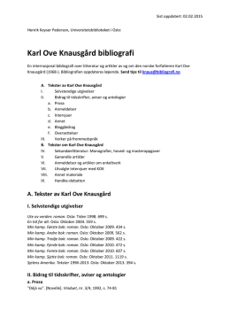last ned pdf - Karl Ove Knausgård bibliografi