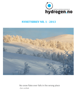 Nyhetsbrev fra Norsk Hydrogenforum 2013 #1