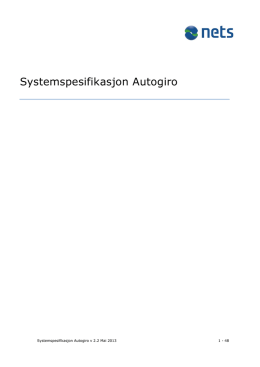 Systemspesifikasjon Autogiro