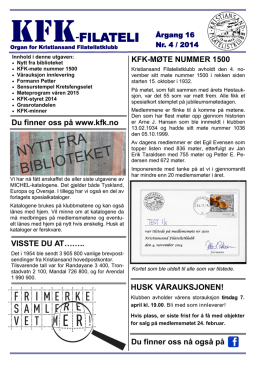KFK-FILATELI - Kristiansand Filatelistklubb