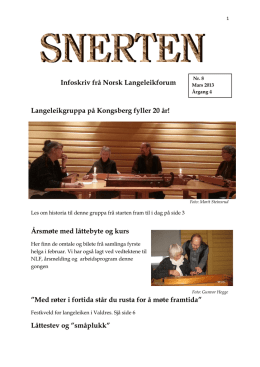 Infoskriv frå Norsk Langeleikforum Langeleikgruppa på Kongsberg