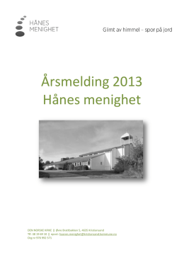 Årsmelding fra Hånes menighet 2013 med regnskapstall