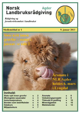 Medlemsblad nr 1 - Norsk Landbruksrådgiving Agder
