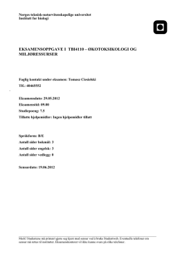 eksamensoppgave i tbi4110 – økotoksikologi og