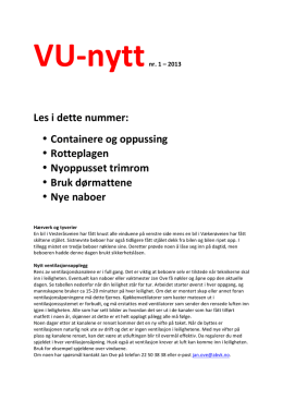 VU Nytt 1-2013 - Vestre Ullern boligsameie