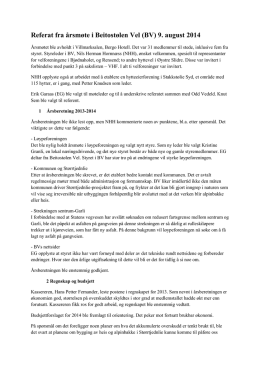 Referat fra årsmøte i Beitostølen Vel (BV) 9. august 2014
