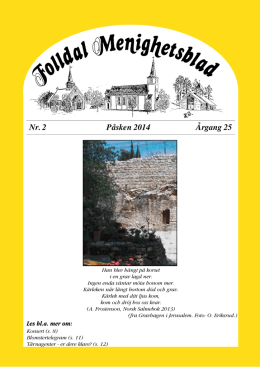 Nr. 2 Påsken 2014 Årgang 25 - Folldal kirkelige fellesråd