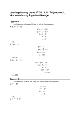 Løsningsforslag prøve 1T 28.11.11: Trigonometri