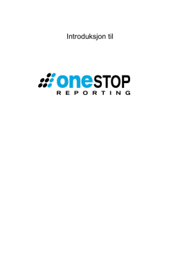 Introduksjon til - OneStop Reporting