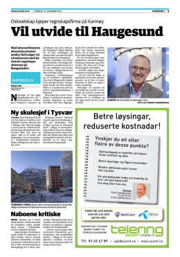 Les om oss i Haugesunds avis 13 des. 2013