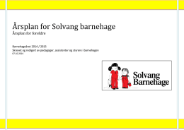 Årsplan 2014 2015 - Solvang Barnehage