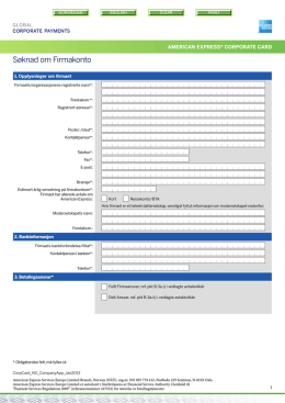 Company Account Application Form Søknad om Firmakonto