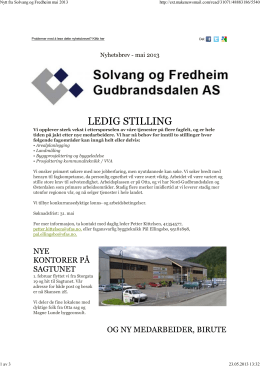 Nyhetsbrev - Solvang og Fredheim AS