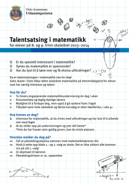 Talentsatsing i matematikk
