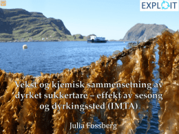 Effekt av årstid og dyrkningsted, Julia Fossberg, Masterstudent
