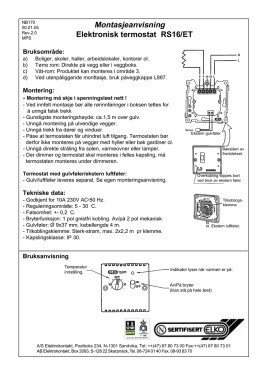 Montasjeanvisning Elektronisk termostat RS16/ET