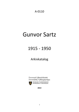 Gunvor Sartz 1915-1950 - Finnmark fylkesbibliotek