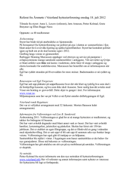 Referat fra Årsmøte i Veierland hytteeierforening onsdag 18. juli 2012
