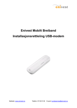 Enivest Mobilt Breiband Installasjonsrettleiing USB